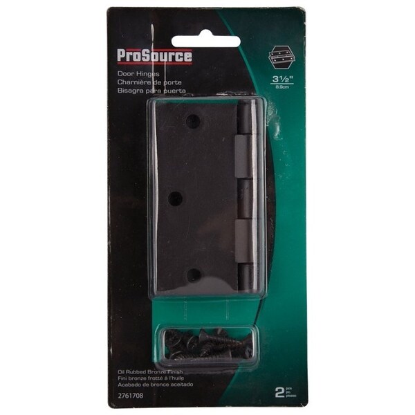Prosource Square Corner Door Hinge, Steel, Oil-Rubbed Bronze, Loose Pin, 180 deg Range of Motion - BH-202ORB-PS