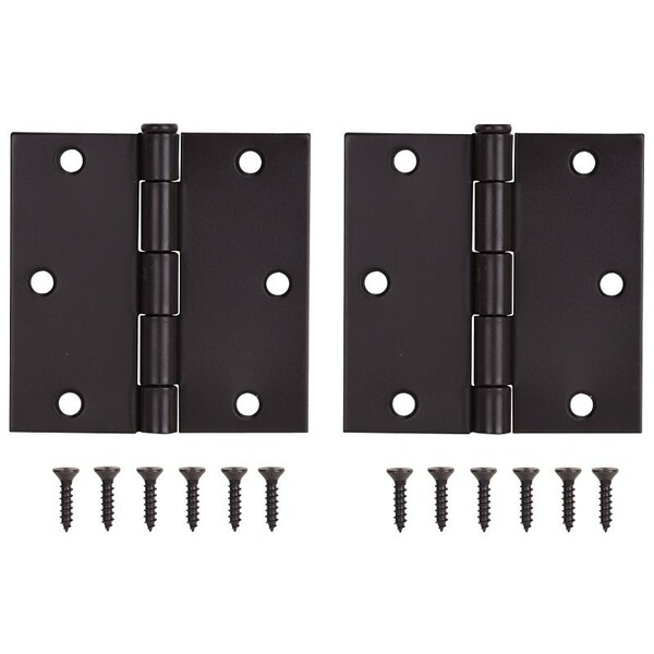 Prosource Square Corner Door Hinge, Steel, Oil-Rubbed Bronze, Loose Pin, 180 deg Range of Motion - BH-202ORB-PS