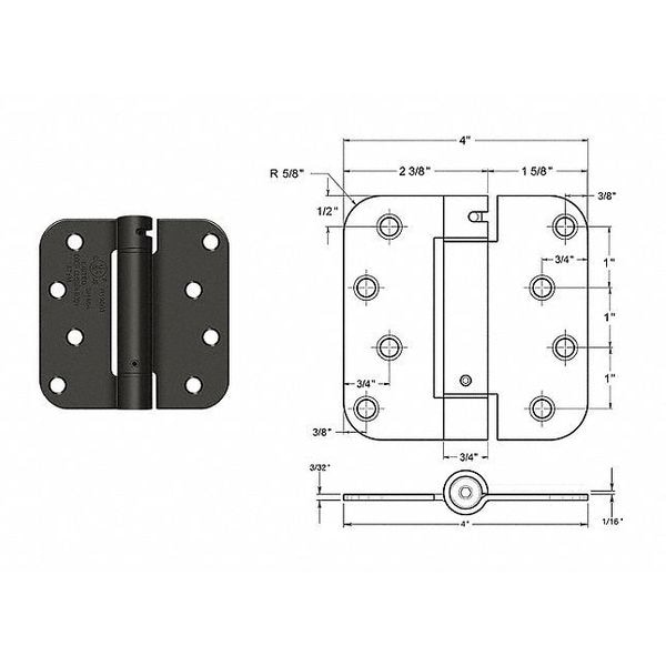 Zoro Select Butt Hinge, Steel, Full Mortise Mounting, 4 in Leaf W x 4 in Leaf H, Satin Brass - 56-427SBRS