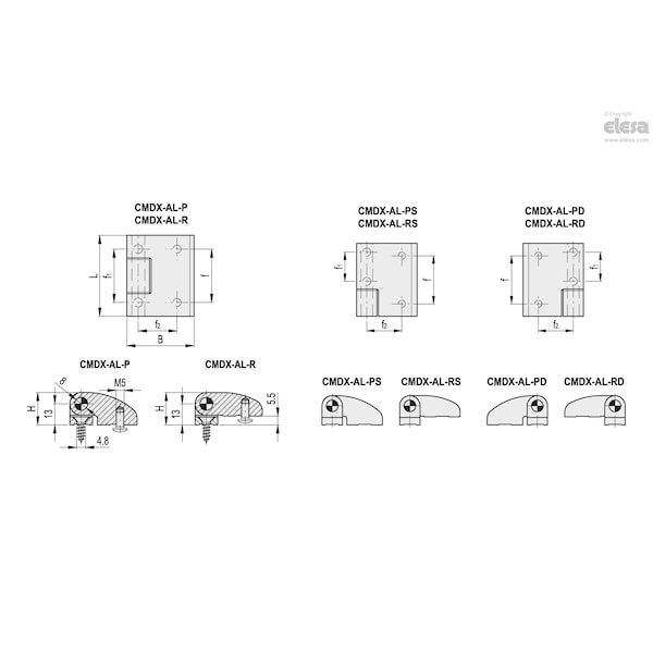 Elesa Bodies on the same plane, opening to the left side, CMDX-AL-PS-50-AB - CMDX-AL-PS