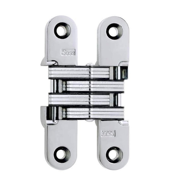 Soss 3/4in x 3-3/4in Medium Duty Invisible Hinge for 1-1/8in Doors Bright Chrome Finish - 212US26