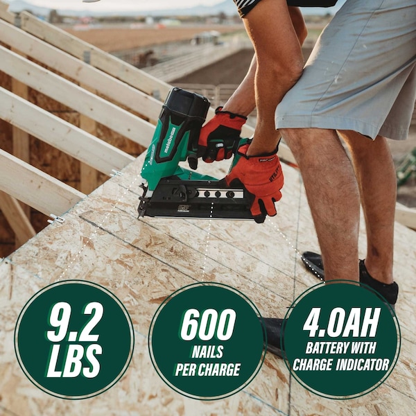 Metabo Hpt 18V MV Cordless 21 Degree 3-1/2in Plastic Strip Framing Nailer w/Round Head 1 x 4.0Ah - NR1890DRSTM