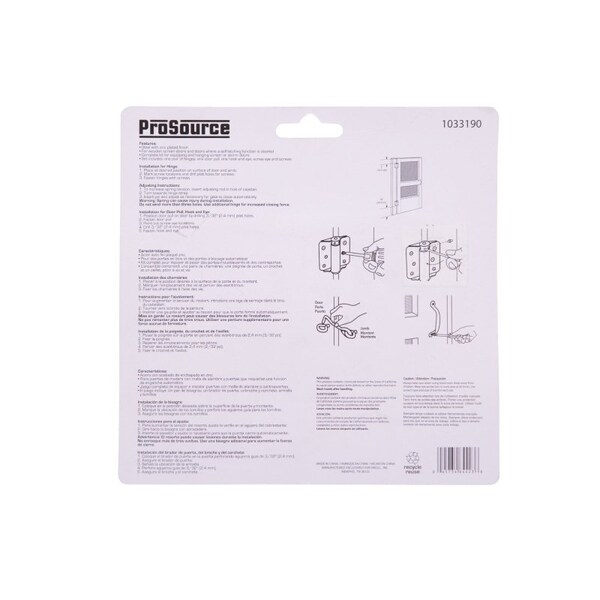 Prosource Hinge Set, Steel, Sliver, Zinc, 22-Piece, For: Lightweight Wood Screen Doors - LR-114-ZP-PS