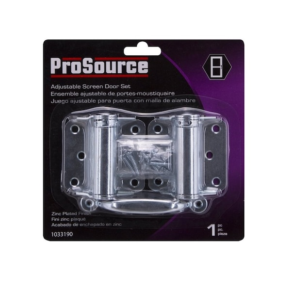 Prosource Hinge Set, Steel, Sliver, Zinc, 22-Piece, For: Lightweight Wood Screen Doors - LR-114-ZP-PS