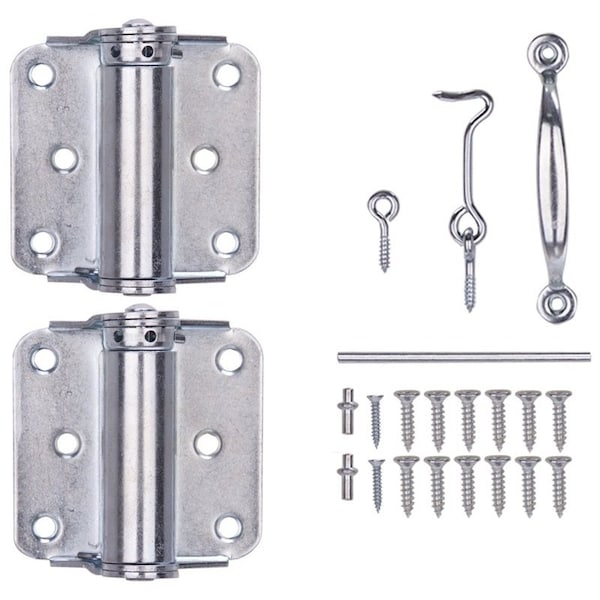 Prosource Hinge Set, Steel, Sliver, Zinc, 22-Piece, For: Lightweight Wood Screen Doors - LR-114-ZP-PS