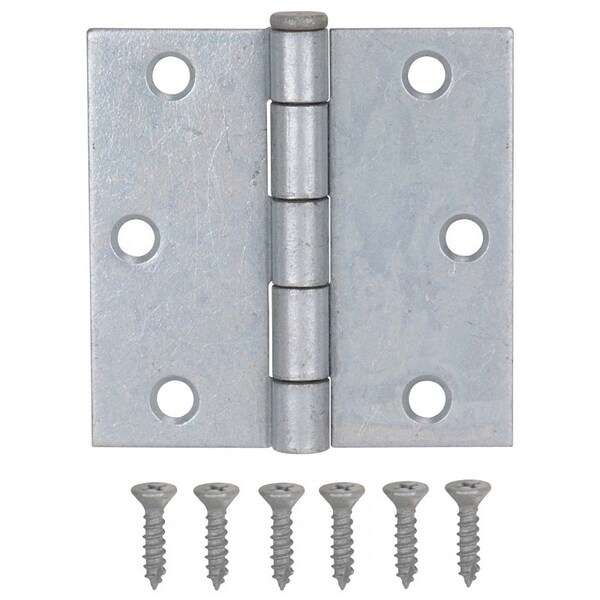 Prosource Utility Hinge, Steel, Galvanized, Removable Pin, 180 deg Range of Motion, Full Mortise Mounting - LR-044-PS