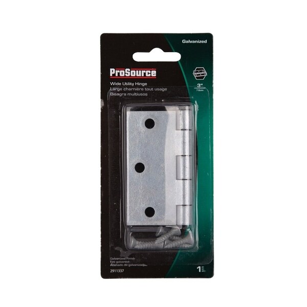 Prosource Utility Hinge, Steel, Galvanized, Removable Pin, 180 deg Range of Motion, Full Mortise Mounting - LR-044-PS