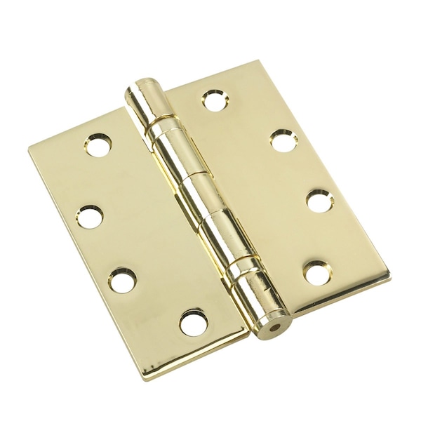 Richelieu 4inch 102 mm Full Mortise Ball Bearing Butt Hinge, Polished Brass - 4823BBB