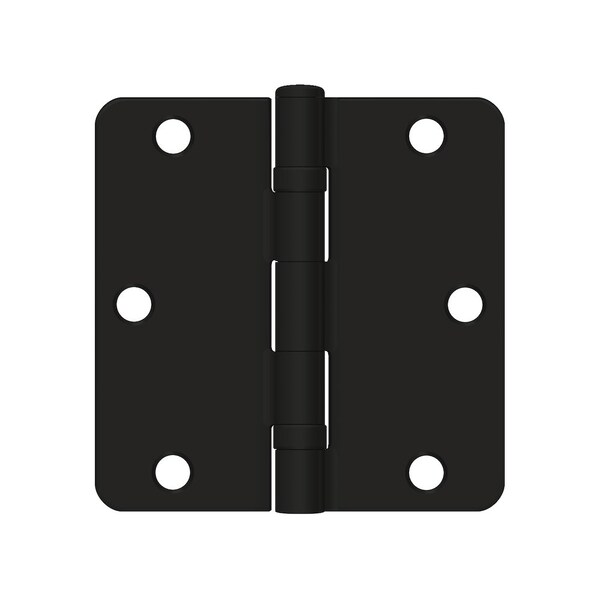 Deltana 3-1/2in x 3-1/2in x 1/4in Radius Hinge; Ball Bearing; Paint Black Finish, PR - S35R4BB1B