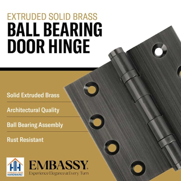 Embassy 3-1/2 x 3-1/2 Solid Brass Hinge, Pewter Finish with Urn Tips - 3535BBUS17AU-1
