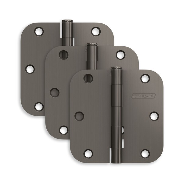 Schlage Residential Pack of 3 3-1/2in x 3-1/2in 5/8in Radius Corner Hinges Black Stainless Finish, 3PK - S3P1011FRP530