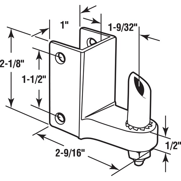 Prime-Line Post Mounted Gravity Pivot Hinge, 1 in., Stainless Steel, 1/2 in. Pintle, Bottom (Single Pack) - 656-9594