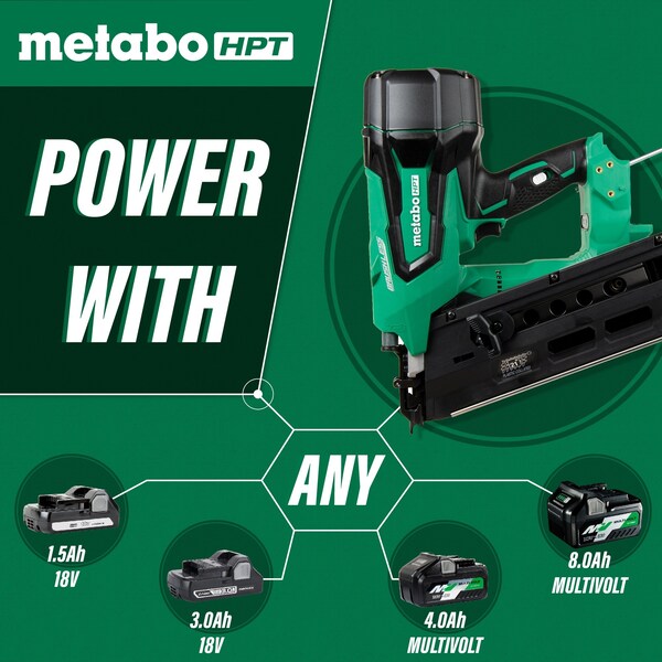 Metabo Hpt 18V Cordless Brushless Li-Ion Plastic Collated Round Head Framing Nailer Bare - NR1890DRSQ7M