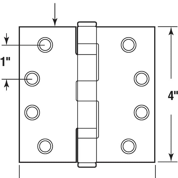 Prime-Line Door Hinge Commercial Smooth Pivot, 4 in. x 4 in. with Square Corners, Satin Brass 3 Pack - U 1156363