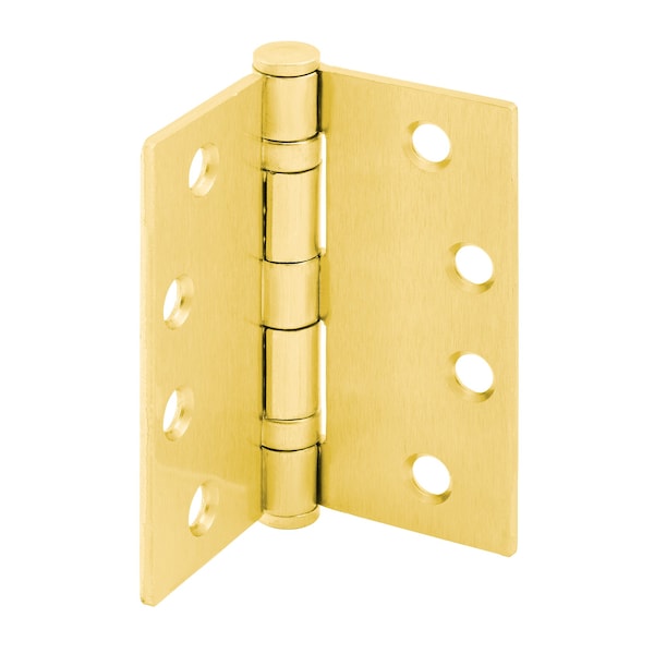 Prime-Line Door Hinge Commercial Smooth Pivot, 4 in. x 4 in. with Square Corners, Satin Brass 3 Pack - U 1156363