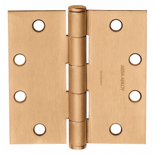 Mckinney Butt Hinge, Steel, Flush Mounting, 1 7/16 in Leaf W x 3 1/2 in Leaf H, Satin Bronze - 55321