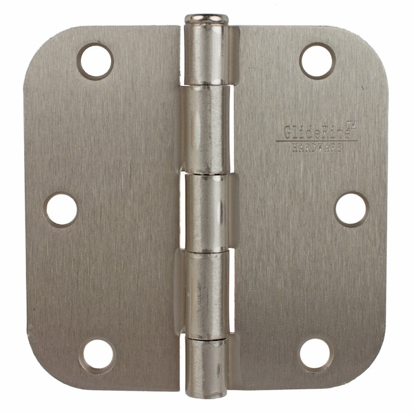 Gliderite Hardware 3-1/2 in. Satin Nickel Door Hinge with 5/8 in. Corner Radius - 3558-SN, 12PK - 3558-SN-12