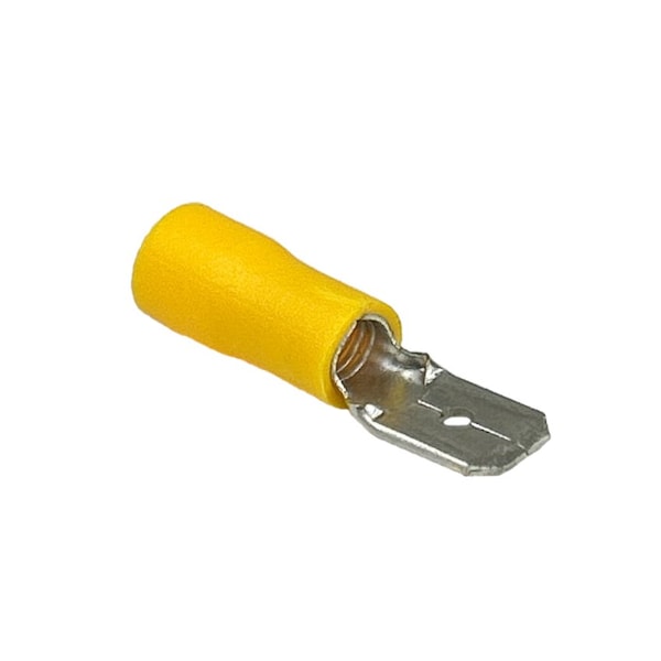 Remington Industries Quick Connect Terminals, Male, PVC Insulated, 10-12 AWG Wire, Yellow, 100 Pcs - MDD5.5-250-100