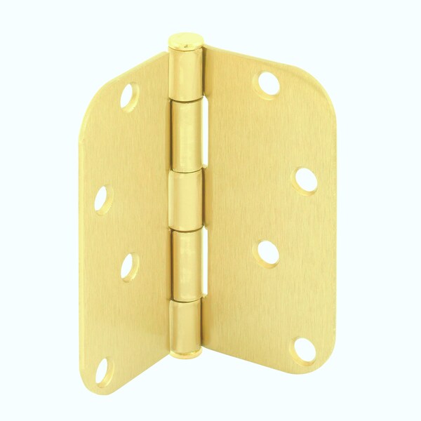 Prime-Line Door Hinge Residential Smooth Pivot, 4 in. with 5/8 in. Radius Corners, Satin Brass 3 Pack - U 1150963