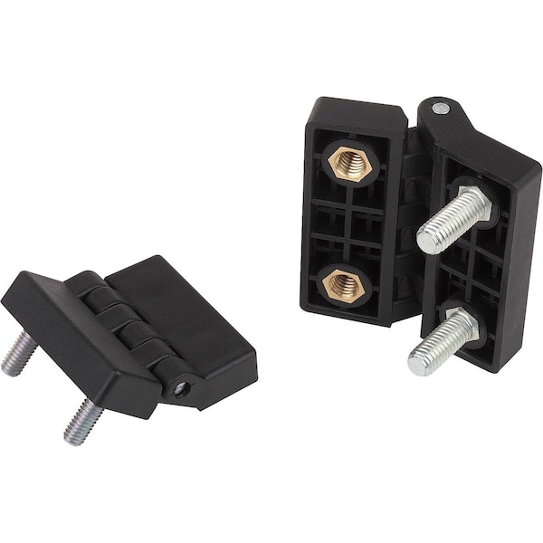 Kipp Hinge W. Bush, W. Fastening Screw 64X64, Thermoplastic Black, A1=20, A2=20, A3=32, A4=32 - K1007.08322020