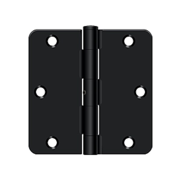 Deltana 3-1/2 x 3-1/2 x 1/4 Radius Hinge Non Removable Pin; Paint Black Finish - S35R4N1B
