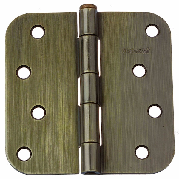 Gliderite Hardware 4 in. Antique Brass Door Hinge with 5/8 in. Corner Radius - 4058-AB, 50PK - 4058-AB-50