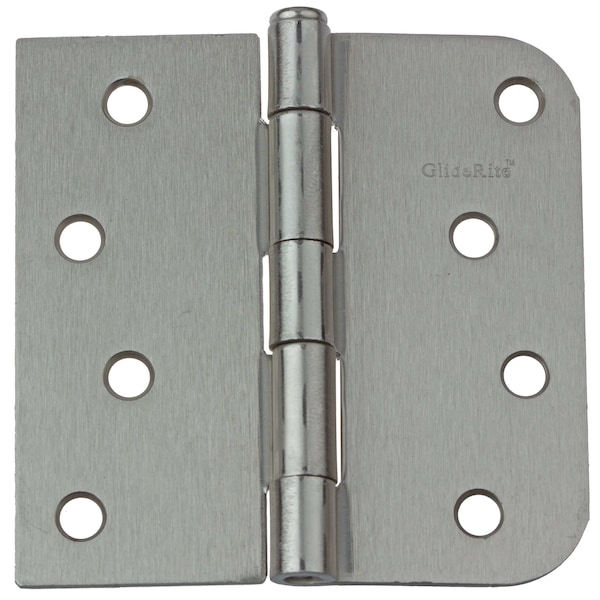 Gliderite Hardware 4 in. Satin Nickel Square Door Hinge with 5/8 in. Corner Radius - 4000-SQ-58-SN, 30PK - 4000-SQ-58-SN-30