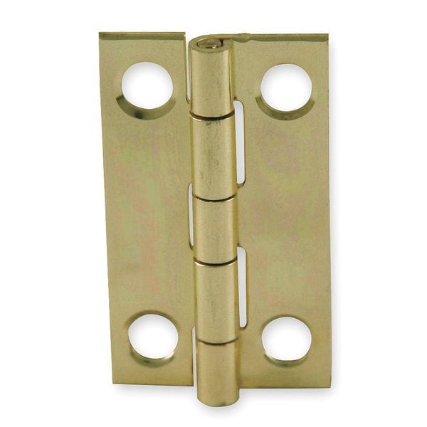Zoro Select Door and Butt Hinge, Brass, Full Surface Mounting, 7/16 in Leaf W x 1 1/2 in Leaf H, Bright Brass - 1XMC4