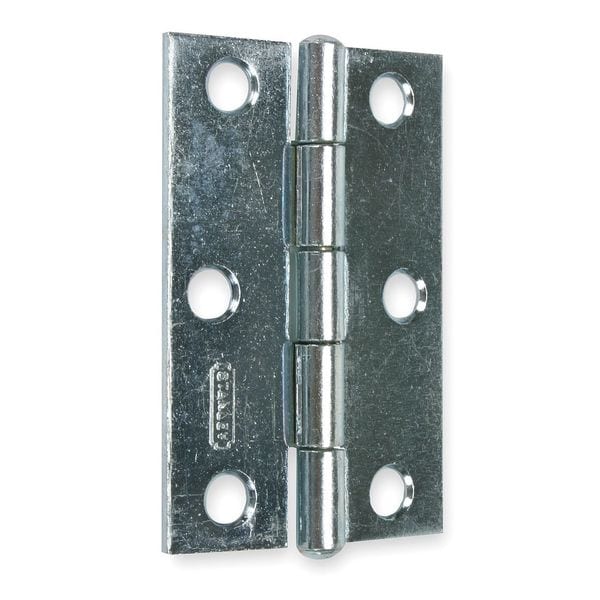 Zoro Select Door and Butt Hinge, Steel, Full Surface Mounting, 7/8 in Leaf W x 2 1/2 in Leaf H, zinc plated - 1RBT7