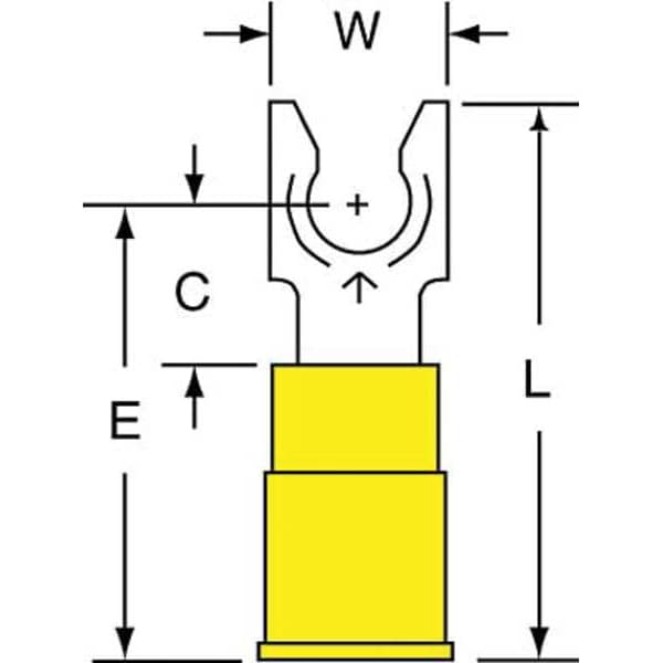 3M 12-10 AWG Vinyl Locking Fork Terminal #10 Stud PK500 - MV10-10FLK