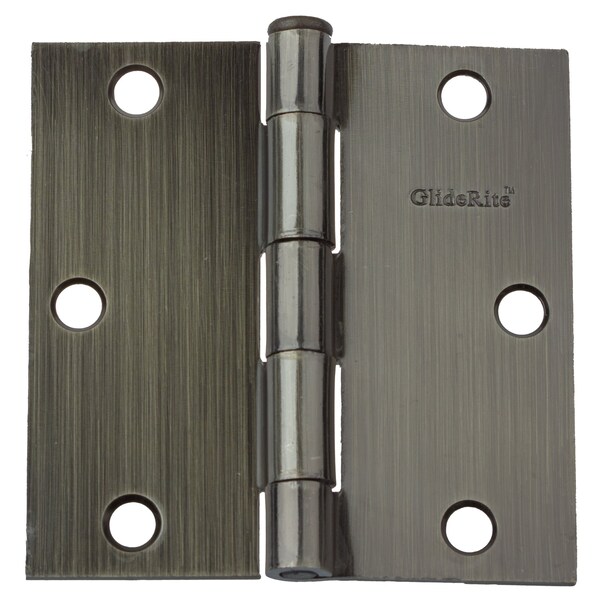 Gliderite Hardware 3-1/2 in. Antique Brass Square Door Hinge - 3500-AB, 30PK - 3500-AB-30