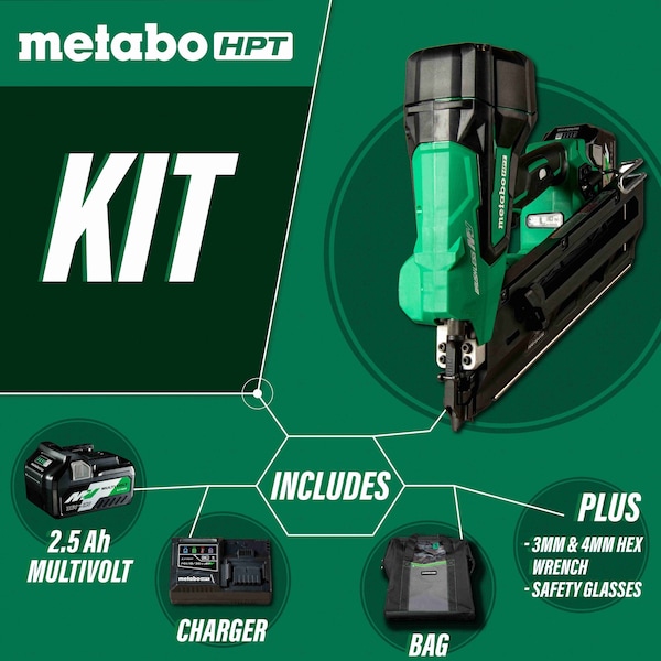 Metabo Hpt 36V MV Cordless Brushless 3-1/2in Cordless Paper Strip 30 Framing Nailer Bare - NR3690DCM