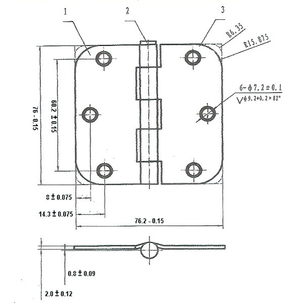 Richelieu 2Pack 3in 76 mm Full Mortise Butt Hinge  14 Radius, Brushed Nickel - 2820NBB