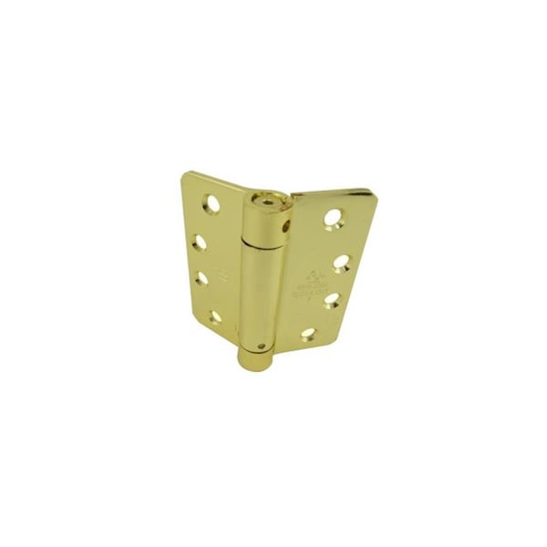 Hager 4 x 4 in. Full Mortise Single Acting 0.25 in. Radius Corner Spring Hinge, No. 050220 Bright Brass - 125143.1