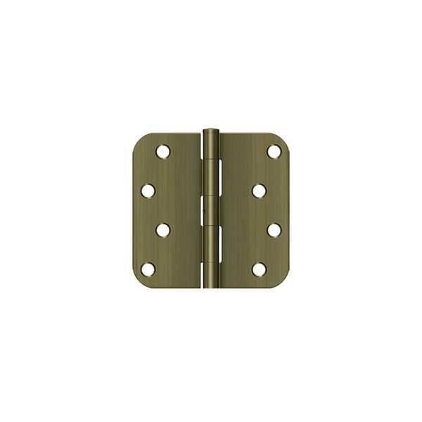 Deltana 4 x 4 x 5/8 Radius Hinge; Non Removable Pin Antique Brass Finish - S44R5N5