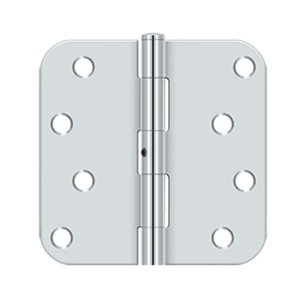 Deltana 4 x 4 x 5/8 Radius Hinge; Non Removable Pin Bright Chrome Finish - S44R5N26
