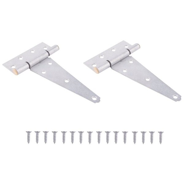 Prosource T-Hinge, Galvanized Steel, Galvanized Brass Pin, Fixed Pin, 180 deg Range of Motion, 96 Pair lb - HTH-G06-C2PS