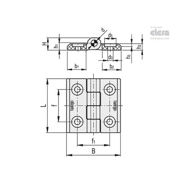 Elesa Stainless Steel Door and Butt Hinge - CFM.40 CH-5