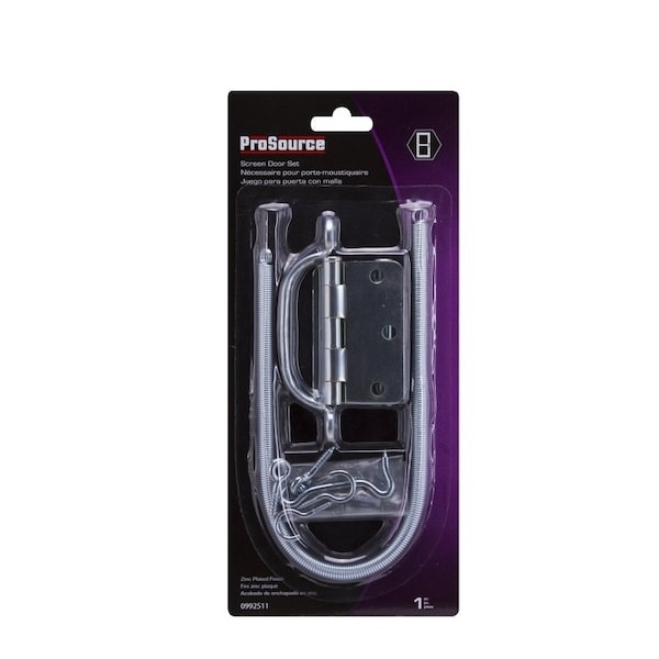 Prosource Hinge Set, Steel, Sliver, Zinc Plated, 22-Piece, For: Wood Screen Doors - 41099-U-PS