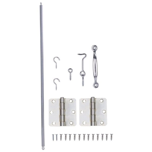 Prosource Hinge Set, Steel, Sliver, Zinc Plated, 22-Piece, For: Wood Screen Doors - 41099-U-PS