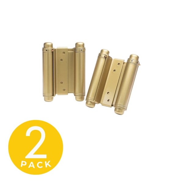 Trans Atlantic Co. 4 in. Bright Brass Double Acting Barrel Spring Squared Hinge with Non-Removable Pin - Set of 2 - DH-TAN5004-US3