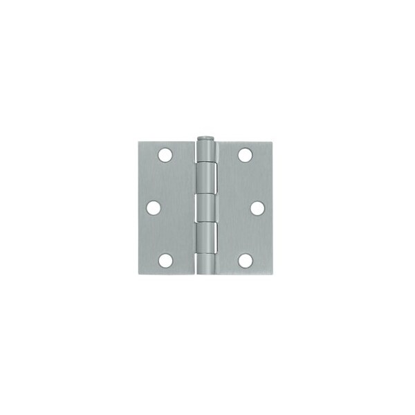 Deltana Brushed Chrome 3 x 3 Square Corner Plain Bearing Mortise Hinge, 10PK pairs - S33U26D-R-XCP10
