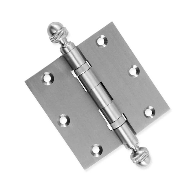 Embassy 3-1/2 x 3-1/2 Solid Brass Hinge, Satin Nickel Finish with Acorn Tips - 3535BBUS15A-1