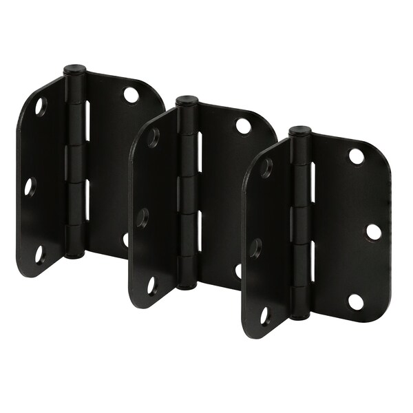 Prime-Line Door Hinge Residential Smooth Pivot, 3-1/2 in. with 5/8 in. Corners, Matte Black 3 Pack - U 1150883