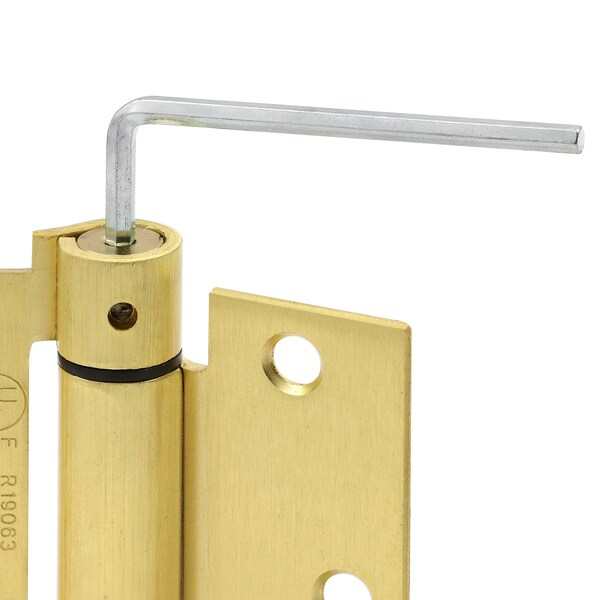 Prime-Line Door Hinge Commercial UL Adjust Self-Close, 3-1/2 in. with Sq. Corners, Satin Brass 3 Pack - U 1158263