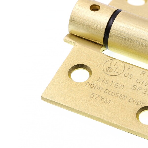 Prime-Line Door Hinge Commercial UL Adjust Self-Close, 3-1/2 in. with Sq. Corners, Satin Brass 3 Pack - U 1158263