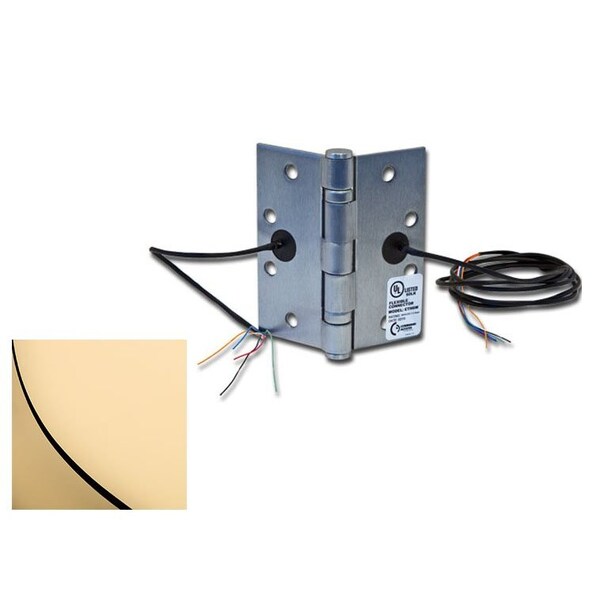 Command Access 4-1/2" x 4-1/2" Electric 4 Wire BB1279 Steel Base Hinge US3 Bright Brass Finish - ETH4W4545605BB79