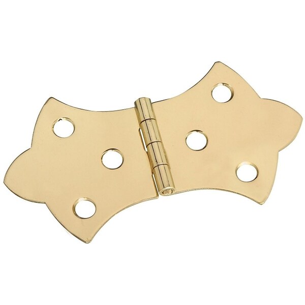 National Hardware Decorative Hinge, 1.7 in H Door Leaf, 0.04 in Thick Door Leaf, Brass, Solid Brass, 2 lb - N211-847