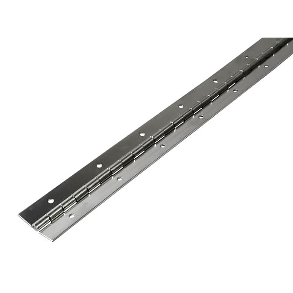 Monroe Pmp Piano Hinge, Steel, Full Surface Mounting, 1 1/2 in Leaf W x 48 in Leaf H, Bright Nickel - CB26015048GA
