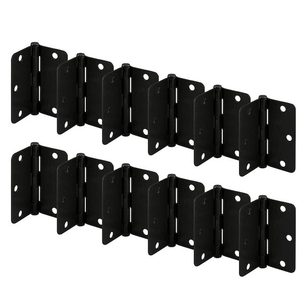 Prime-Line Door Hinge Residential Smooth Pivot, 3-1/2 in. with 1/4 in. Corners, Matte Black 12 Pack - U 11505812